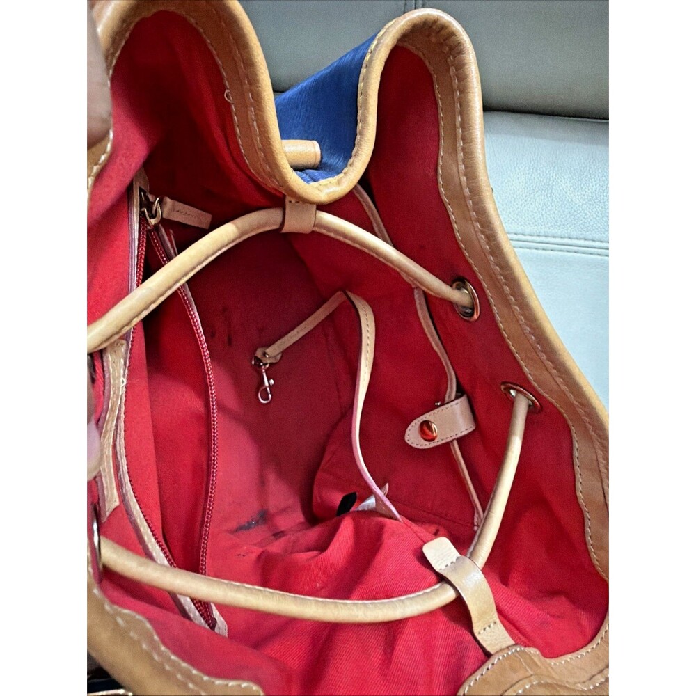 Dooney & Bourke Bucket Satchel Bag Coated Canvas Leather Blue - Picture 13 of 16